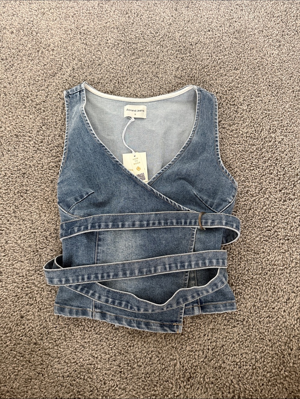 Abrand Denim Wrap Camisole in Light Blue